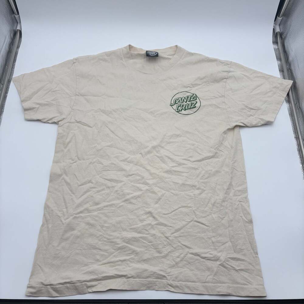 Santa Cruz Opus Dot Cream T-Shirt Green Graphic Short Sleeve